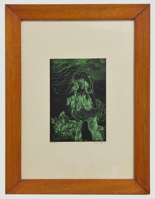 Green Woman - Original Woodcut by Guelfo - 1959 1959-ZCI-758425