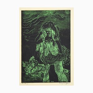 Green Woman - Original Woodcut by Guelfo - 1959 1959-ZCI-758425