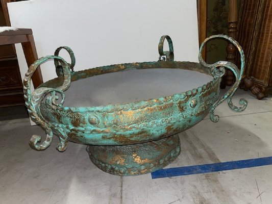 Green Wrought Iron Bracere Planter, 1970s-BNU-1751878