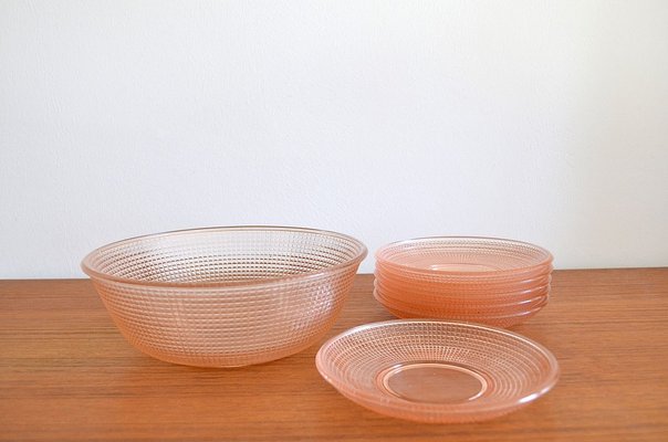 Greifswald Bowl Set by Wilhelm Wagenfeld for Vereinigte Lausitzer Glaswerke, 1930s, Set of 7-OV-625676