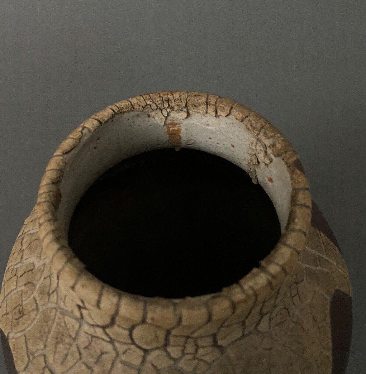 Grès De Puisaye Vase in Brown Ceramic by Léon Pointu