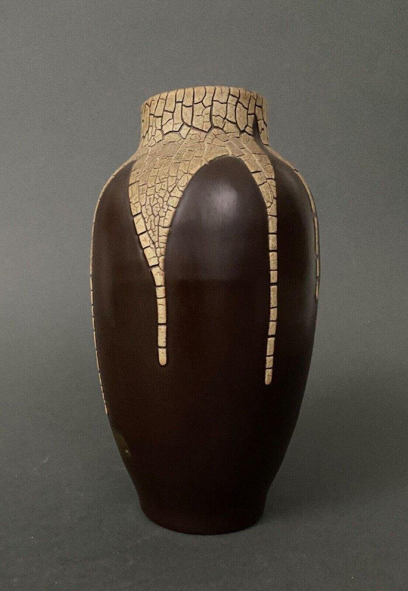 Grès De Puisaye Vase in Brown Ceramic by Léon Pointu