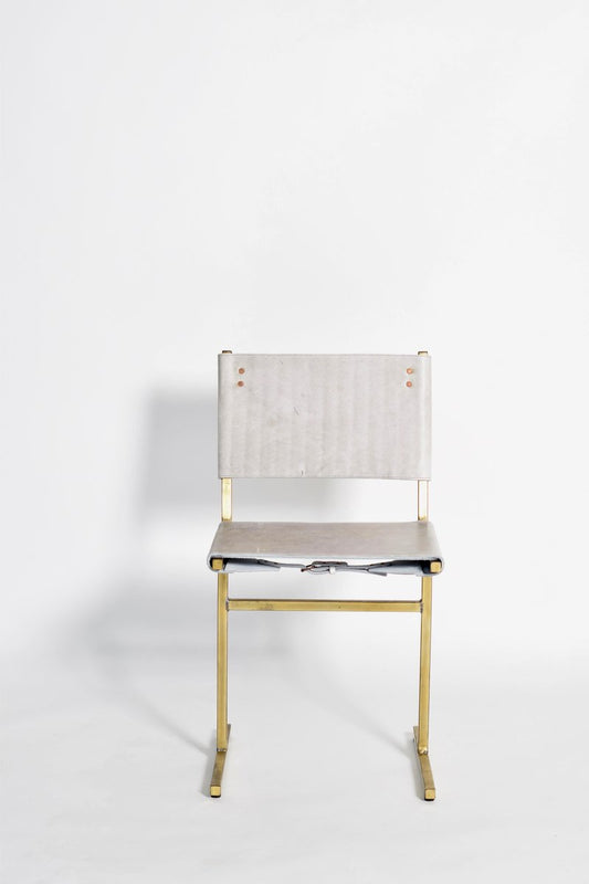 Grey and Brass Memento Chair by Jesse Sanderson