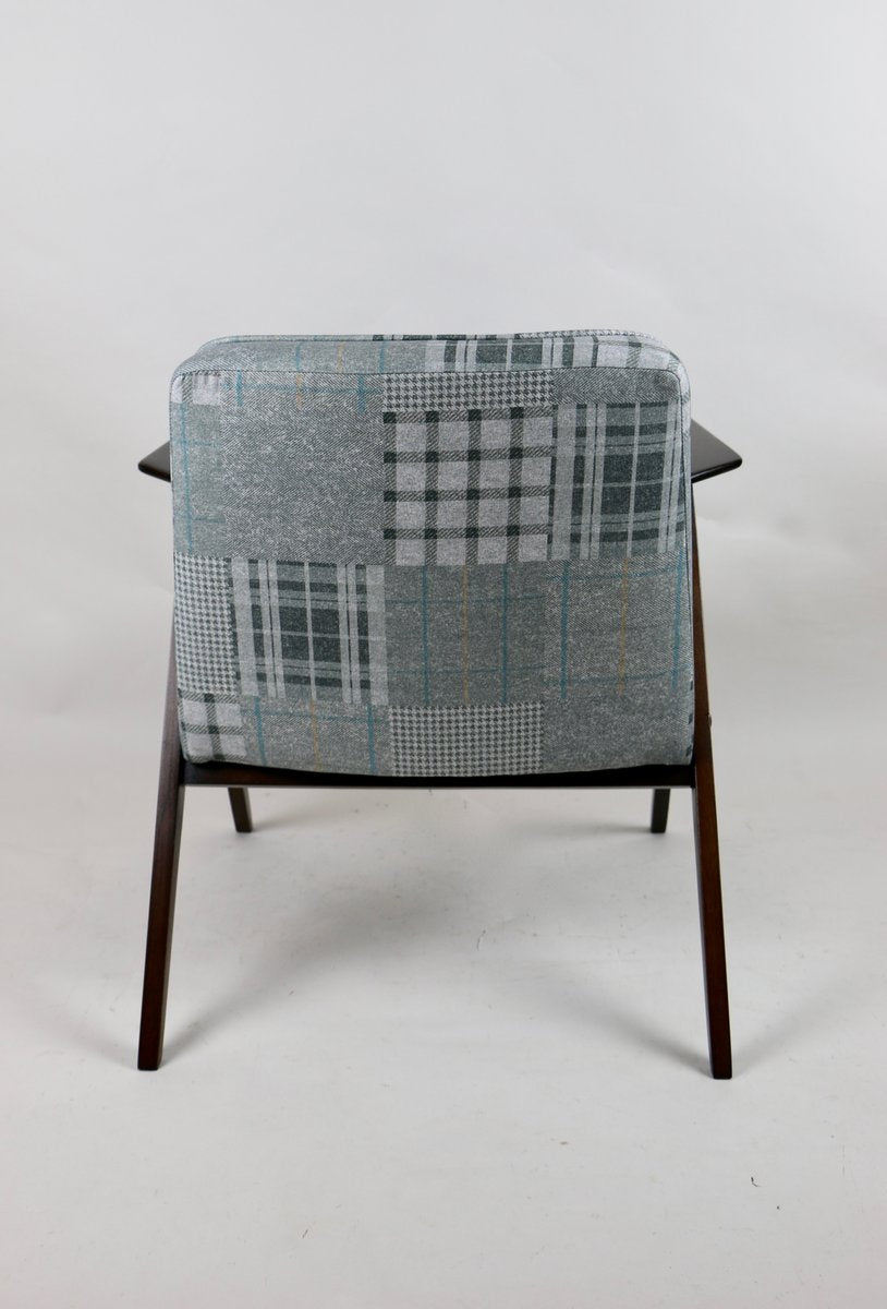 Grey-Blue Chequered Bunny Armchair by Józef Chierowski, 1970s