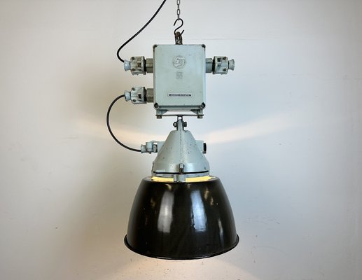 Grey Cast Aluminium Explosion Proof Lamp with Enameled Shade from Elektrosvit, 1970s-CGF-1718328