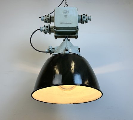 Grey Cast Aluminium Explosion Proof Lamp with Enameled Shade from Elektrosvit, 1970s-CGF-1718328