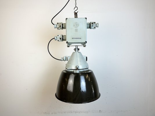 Grey Cast Aluminium Explosion Proof Lamp with Enameled Shade from Elektrosvit, 1970s-CGF-1718328