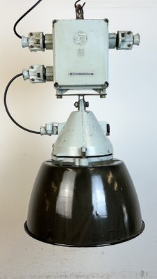 Grey Cast Aluminium Explosion Proof Lamp with Enameled Shade from Elektrosvit, 1970s-CGF-1718328