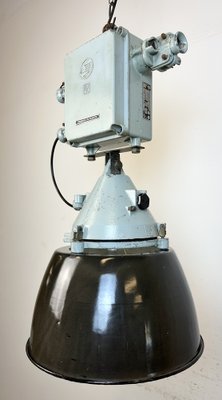 Grey Cast Aluminium Explosion Proof Lamp with Enameled Shade from Elektrosvit, 1970s-CGF-1718328