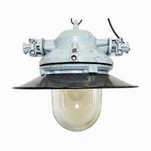 Grey Cast Aluminium Explosion Proof Lamp with Enameled Shade from Elektrosvit, 1970s-CGF-1703138