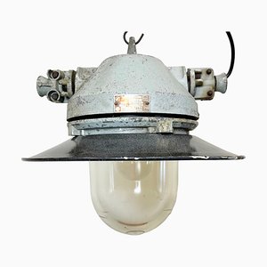 Grey Cast Aluminium Explosion Proof Lamp with Enameled Shade from Elektrosvit, 1970s-CGF-1703744