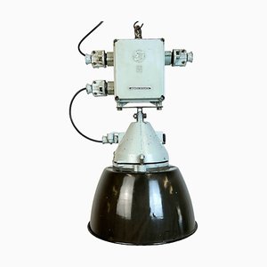 Grey Cast Aluminium Explosion Proof Lamp with Enameled Shade from Elektrosvit, 1970s-CGF-1718328