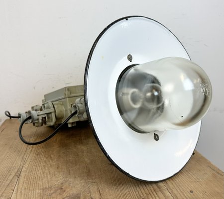 Grey Cast Aluminium Explosion Proof Pendant Lamp with Enameled Shade from Elektrosvit, 1970s-CGF-1726173