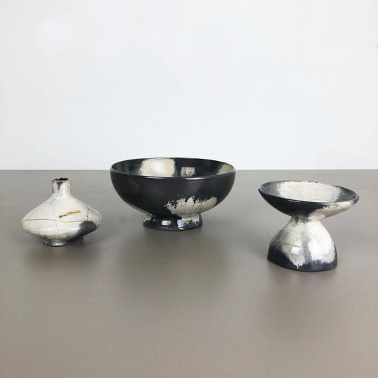 Grey Ceramic Studio Pottery Vases from Otto Keramik, Germany, 1980s, Set of 3