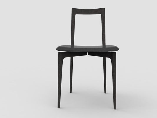 Grey Chair in Linea 622 Leather and Black Oak by Collector Studio