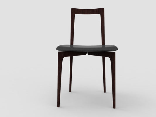 Grey Chair in Linea 622 Leather and Dark Oak by Collector Studio