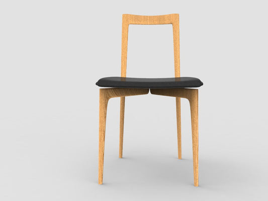 Grey Chair in Linea 622 Leather and Oak by Collector Studio