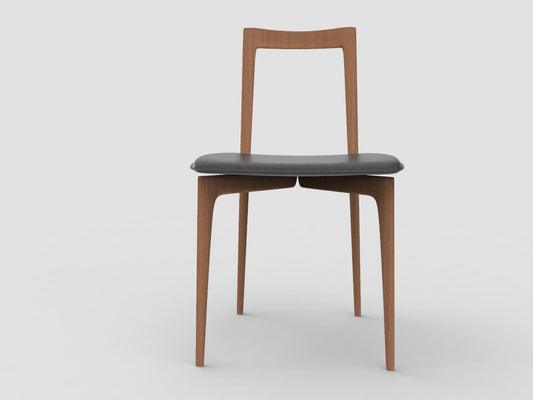 Grey Chair in Linea 622 Leather and Smoked Oak by Collector Studio