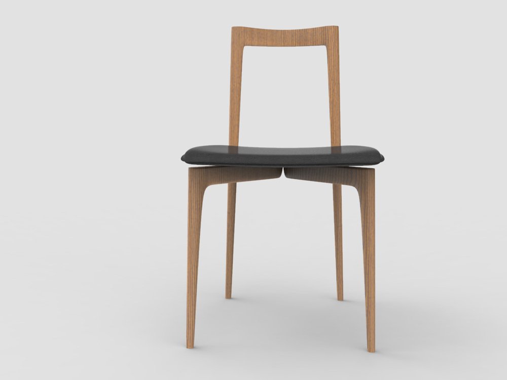 Grey Chair in Linea 622 Leather and Walnut by Collector Studio