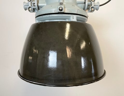 Grey Explosion Proof Lamp with Black Enameled Shade from Elektrosvit, 1970s-CGF-1167584