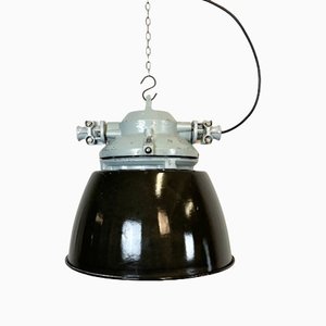 Grey Explosion Proof Lamp with Black Enameled Shade from Elektrosvit, 1970s-CGF-1167584