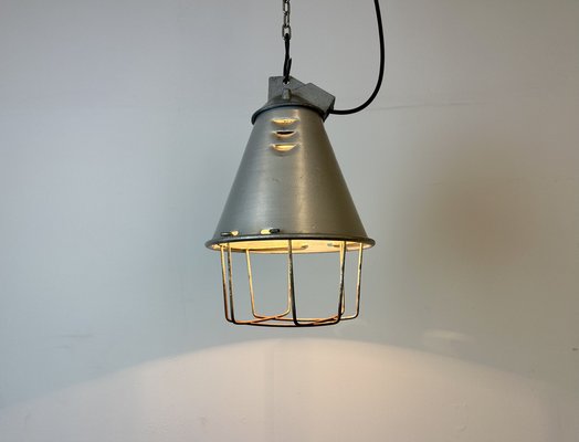 Grey Industrial Aluminium Cage Pendant Lamp, 1970s-CGF-1746393