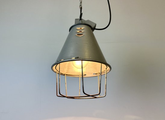 Grey Industrial Aluminium Cage Pendant Lamp, 1970s-CGF-1746393