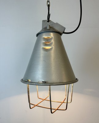 Grey Industrial Aluminium Cage Pendant Lamp, 1970s-CGF-1746393