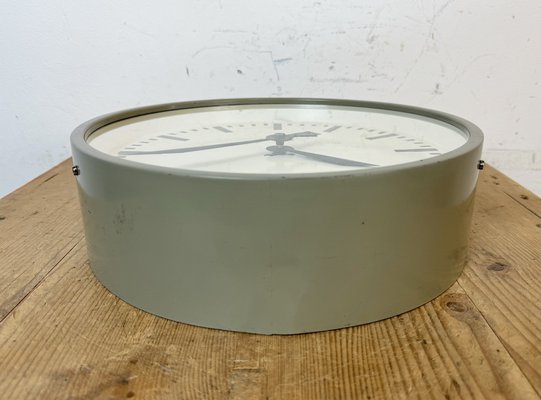 Grey Industrial Factory Wall Clock from Pragotron, 1960s-CGF-1757909