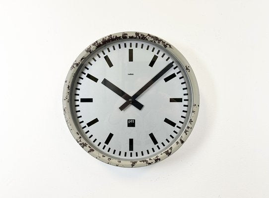 Grey Industrial Station Wall Clock from Nedklok, 1960-CGF-1408507