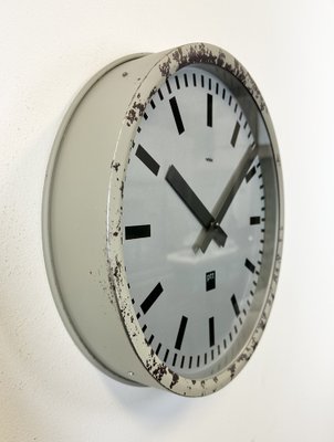 Grey Industrial Station Wall Clock from Nedklok, 1960-CGF-1408507