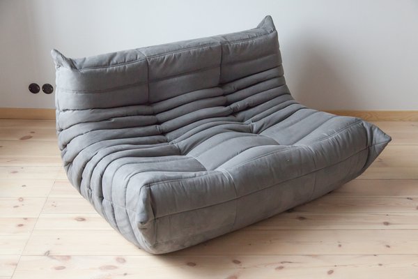 Grey Microfiber Togo 2-Seat Sofa by Michel Ducaroy for Ligne Roset-IXA-1104655