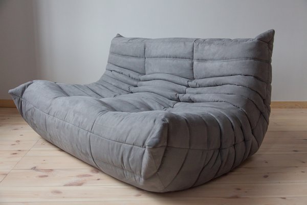 Grey Microfiber Togo 2-Seat Sofa by Michel Ducaroy for Ligne Roset-IXA-1104655