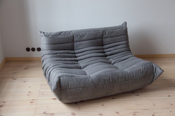 Grey Microfiber Togo 2-Seat Sofa by Michel Ducaroy for Ligne Roset-IXA-1104655