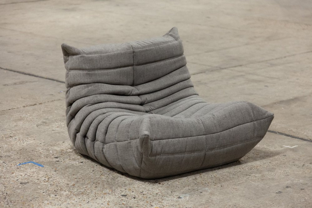 Grey Microfiber Togo Lounge Chair by Michel Ducaroy for Ligne Roset