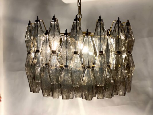 Grey Murano Glass Poliedri Chandeliers in the Style of Carlo Scarpa, Set of 2-MBH-1032495