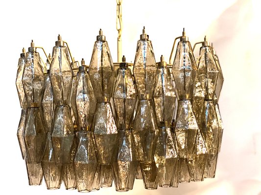 Grey Murano Glass Poliedri Chandeliers in the Style of Carlo Scarpa, Set of 2-MBH-1032495