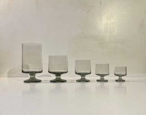 Grey Smoked Glasses by Meyer & Trier for Holmegaard, 1960s, Set of 59-LCR-1750490