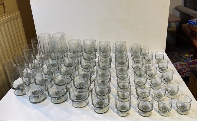 Grey Smoked Glasses by Meyer & Trier for Holmegaard, 1960s, Set of 59-LCR-1750490