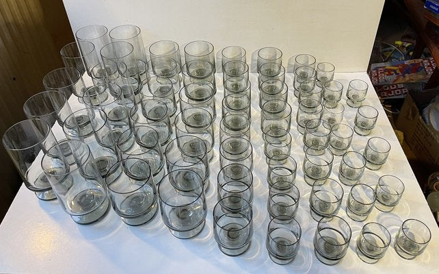 Grey Smoked Glasses by Meyer & Trier for Holmegaard, 1960s, Set of 59-LCR-1750490