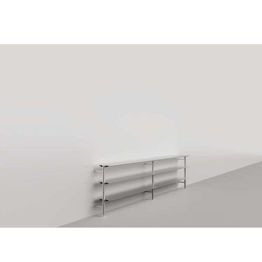 Grey Wall Mounted Hypótila Shelving with Silver Aluminium Finish by Oscar Tusquets Blanca and Lluis Clotet