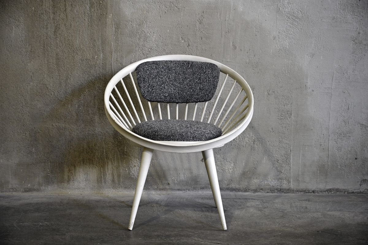 Grey & White Circle Chair by Yngve Ekstrom for Swedese, 1960s