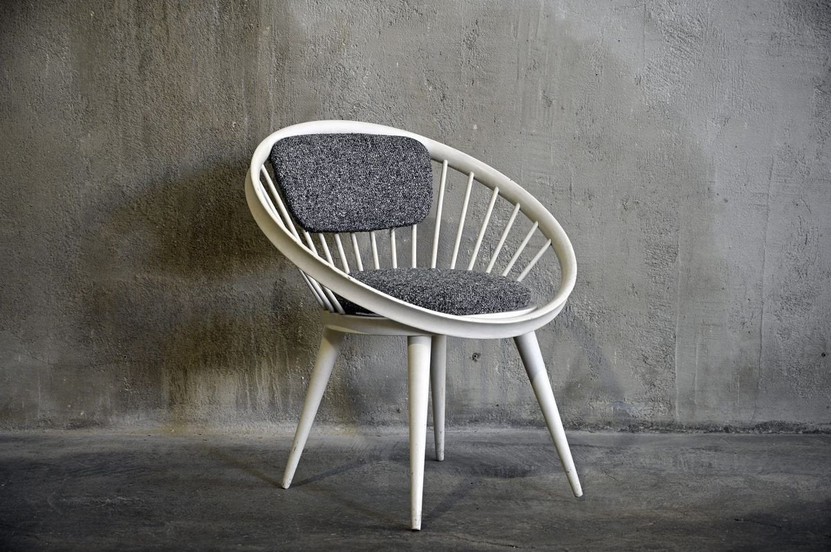 Grey & White Circle Chair by Yngve Ekstrom for Swedese, 1960s