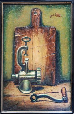 Grigol Chirinashvili, Meat Grinder, 1980, Oil on Cardboard-CHG-1351595