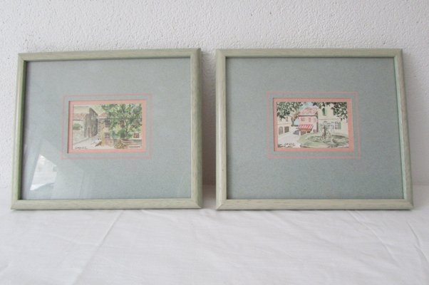 GROSZ, Watercolors, 1940s, Framed, Set of 2-RDN-1148169