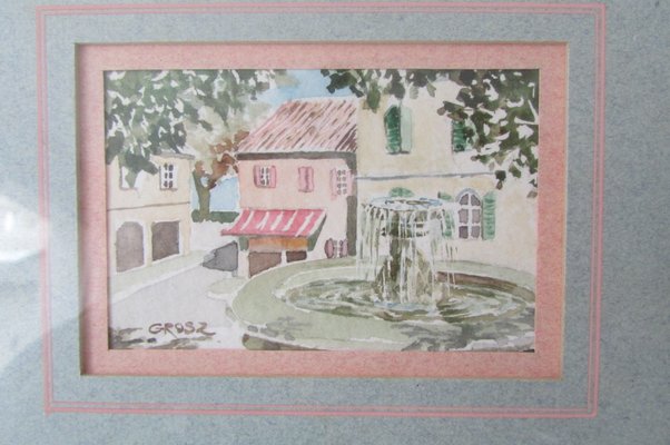 GROSZ, Watercolors, 1940s, Framed, Set of 2-RDN-1148169