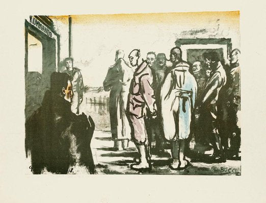 Group of Men - Original Lithograph by Anselmo Bucci - 1918 1918-ZCI-761842