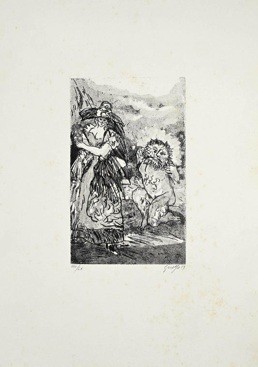 Guelfo Bianchini, True and False Masks, Etching, 1959