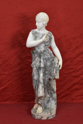 Guglielmo Pugi, Woman Sculpture, 1800s, Alabaster & Marble-YVI-1794169