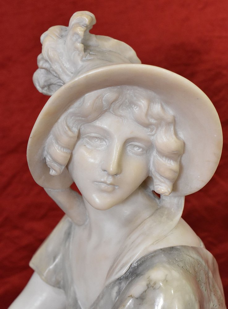 Guglielmo Pugi, Woman Sculpture, 1800s, Alabaster & Marble